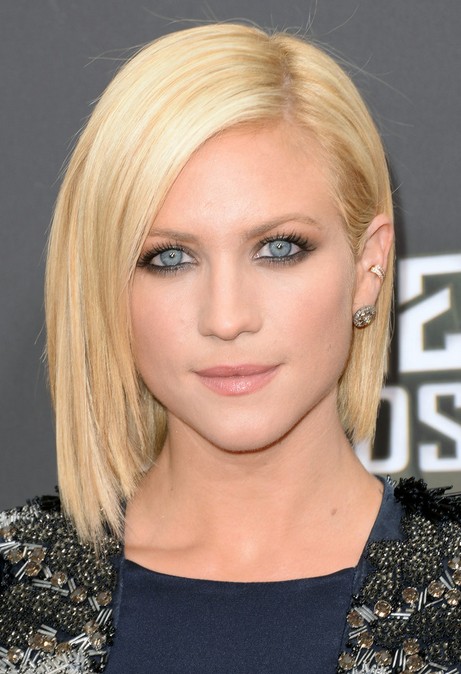 Brittany Snow Short Bob Hairstyle - Platinum blonde hair with dark roots