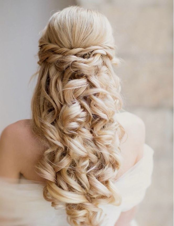 Braided curly wedding hairstyle