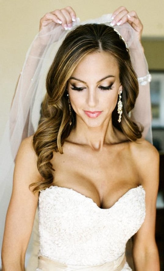 Large long curly wedding hairstyle