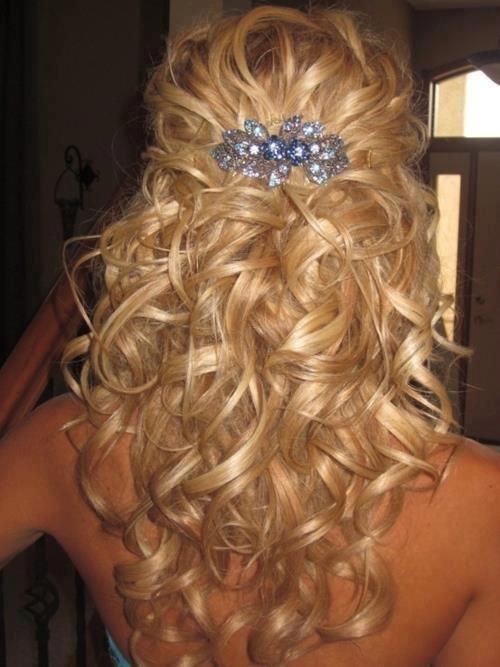 Long curly wedding hairstyle