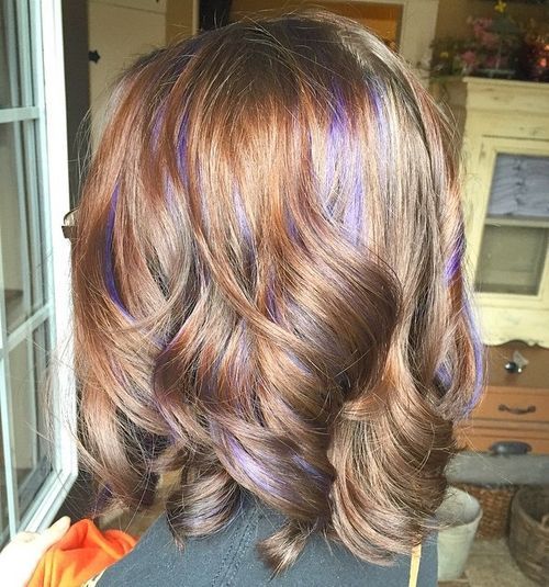 Purple highlights for Curly Bob