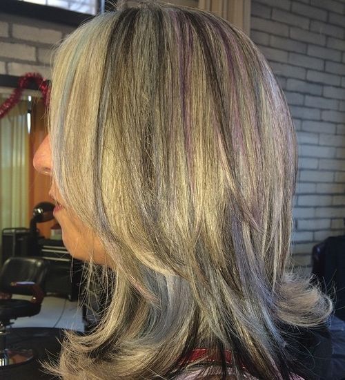 Gray hair with purple highlights