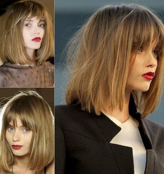 Straight bob hairstyle for shoulder length hair