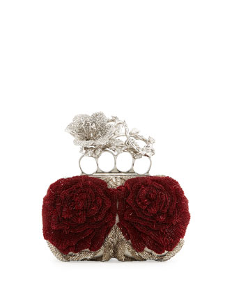 Alexander McQueen Pearl Flower Knuckle Box Clutch Bag