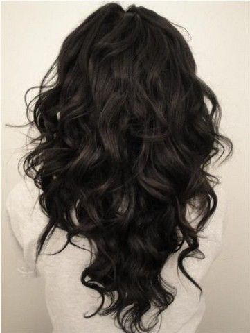 V-cut long wavy black hairstyle "width =" 400