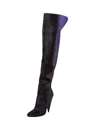 Side view of the Tom Ford Ombre calf hair over the knee boot