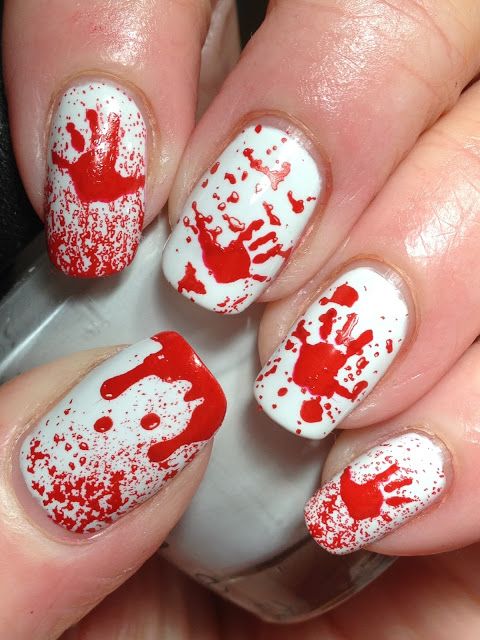 red and white nails over