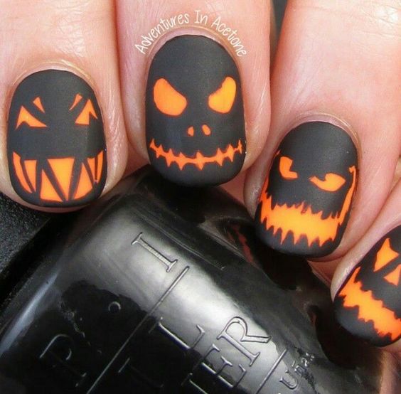 Pumpkin face nails over