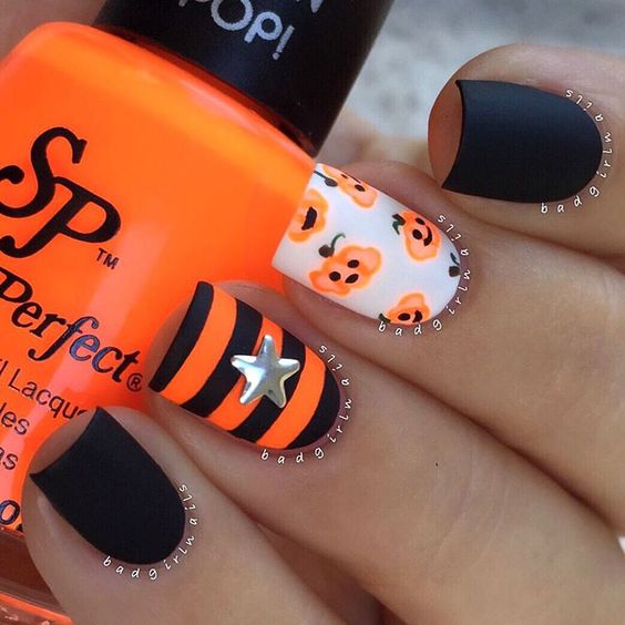 Pumpkin-inspired nails over