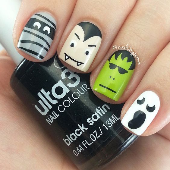 funny halloween nails over