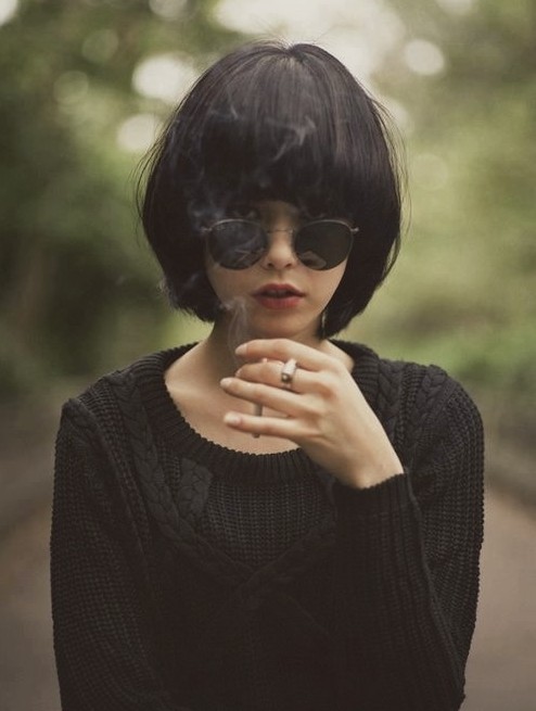 Stylish short black bob hairstyle