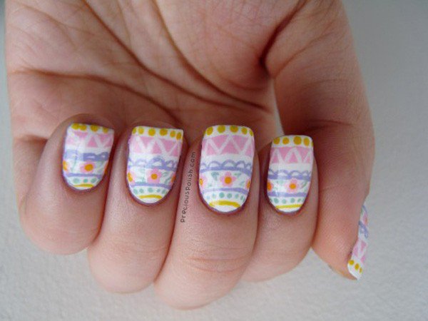 Light pink tribal nail design