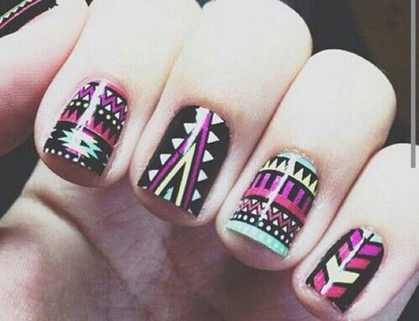 Purple tribal nail design