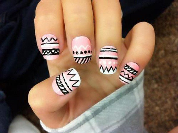 Pink tribal nail design