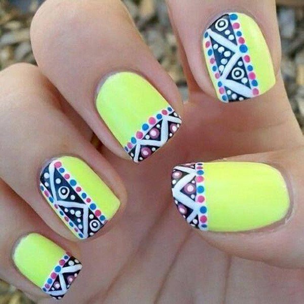 Mint green tribal nail design