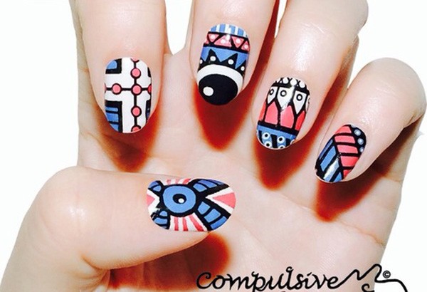 Melon Tribal Nail Design