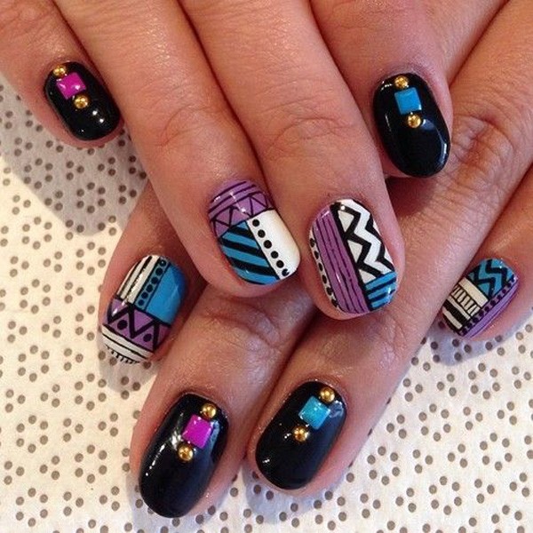 Embellished tribal nail design