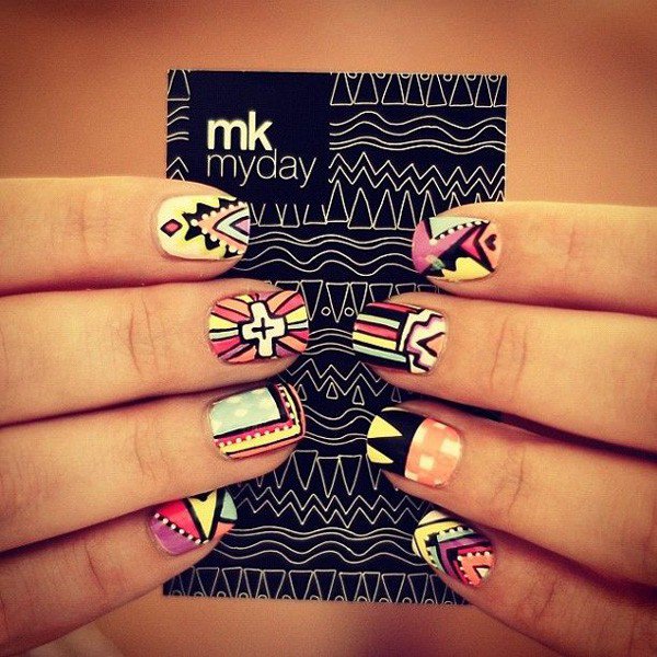 Cute tribal nail design