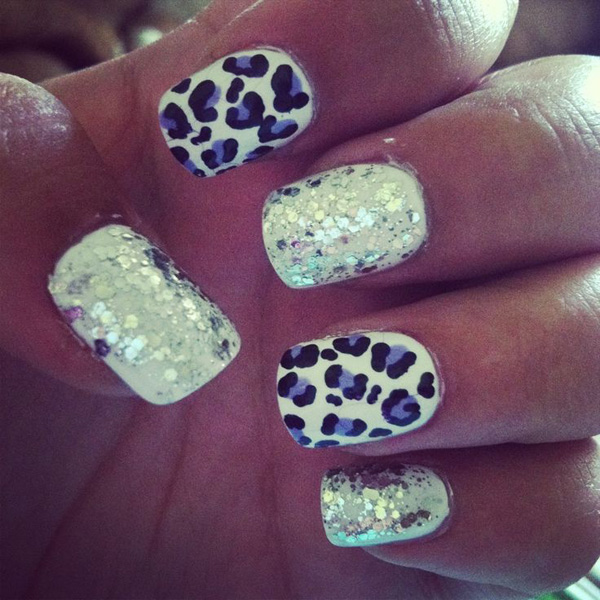 Sparkly Leopard Print Nail Design