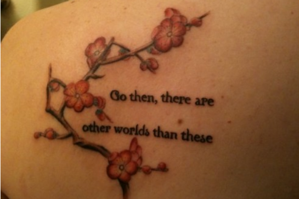 Cherry blossom tattoo with quotes