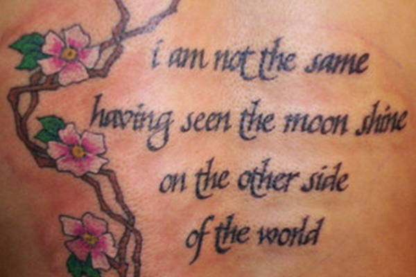 Cherry blossom tattoo with quotes