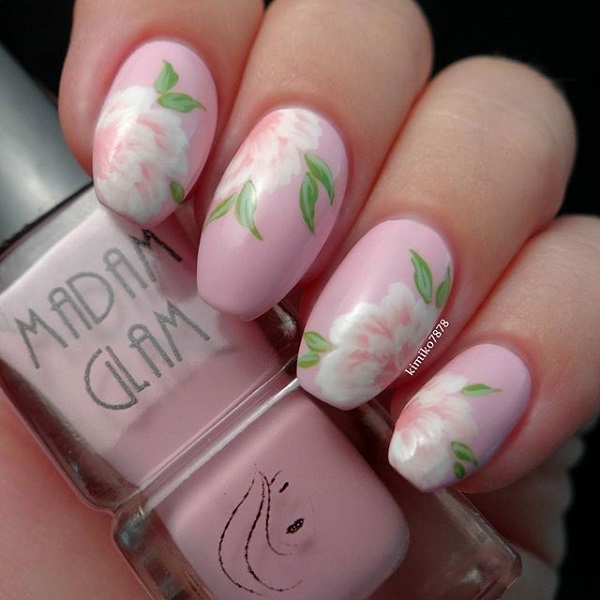 Pink Floral Nail Design