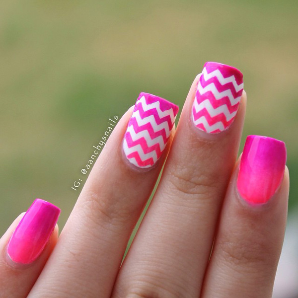 Pink zigzag nails