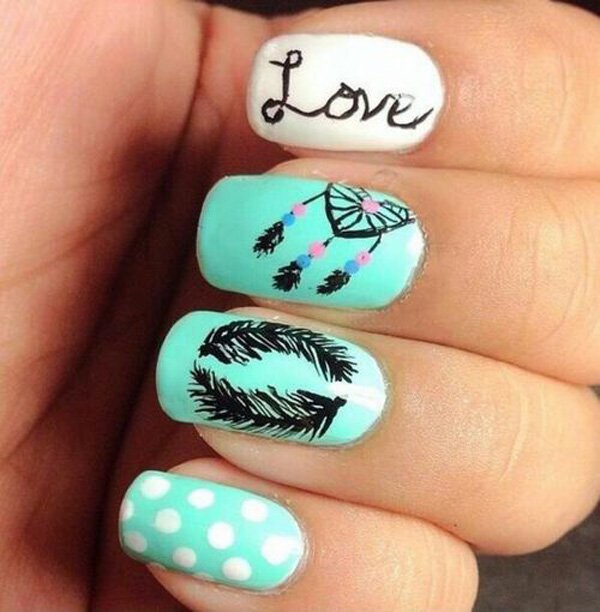 Nice feather nail design