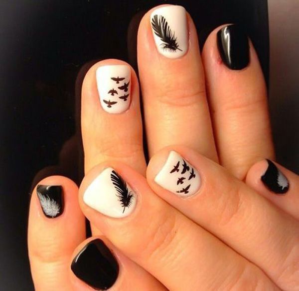 Black and white pen and Nail Design