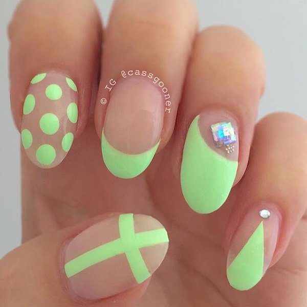 Neon green nail design
