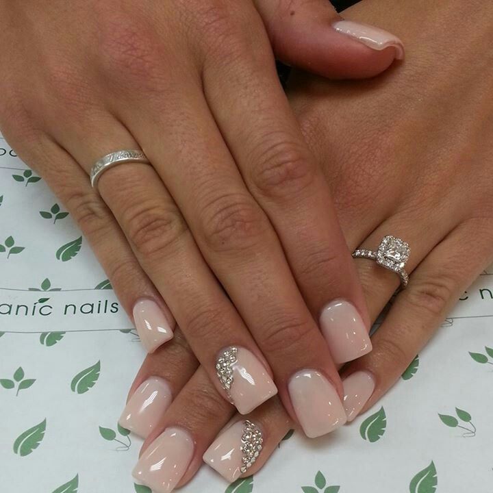 Crystal decorated wedding nails