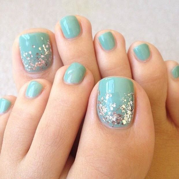 Turquoise toenail design