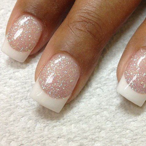 Sparkling French wedding nail idea