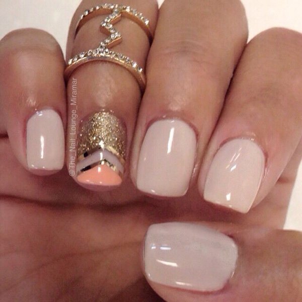 Nude metallic nail design