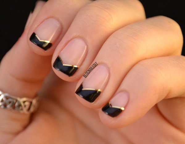 Black french lace nail design