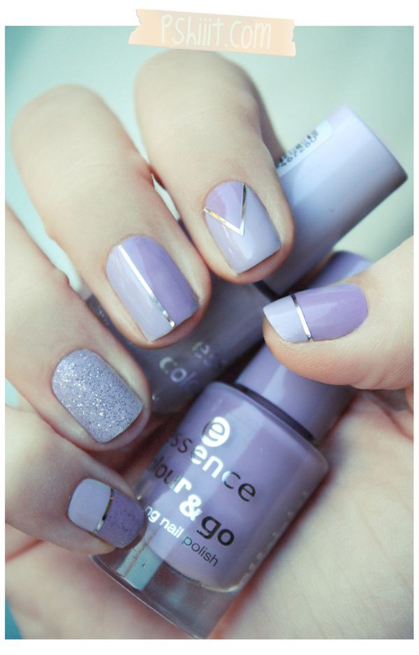 Lavender metallic nail design