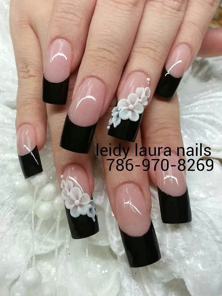 Classic French Tips Nail Design for long nails