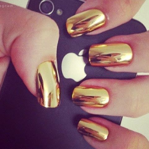 Gold nail design for long nails