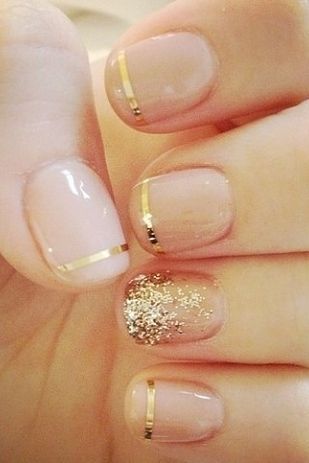 Pink and gold nail design for long nails