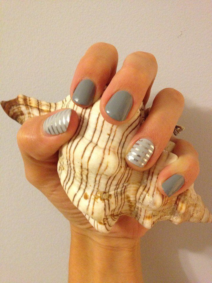 Silver and gray nail designs for long nails