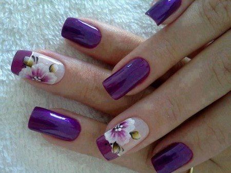 Purple nail design for long nails