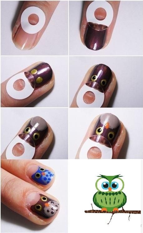 DIY owl nail art