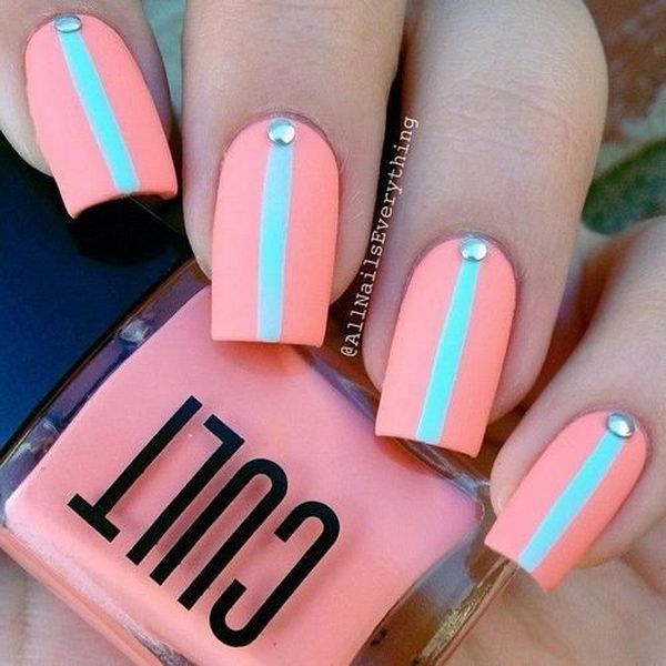 Pink and green nail art design