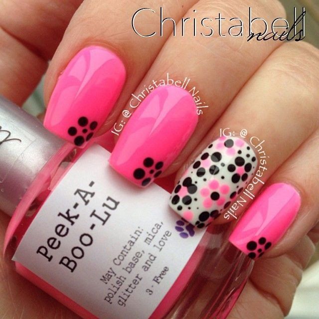 Nice pink nail art design