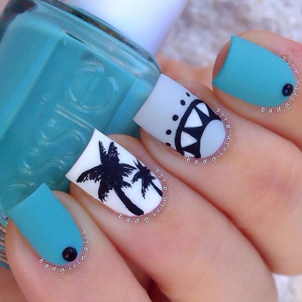 Summer blue nail design