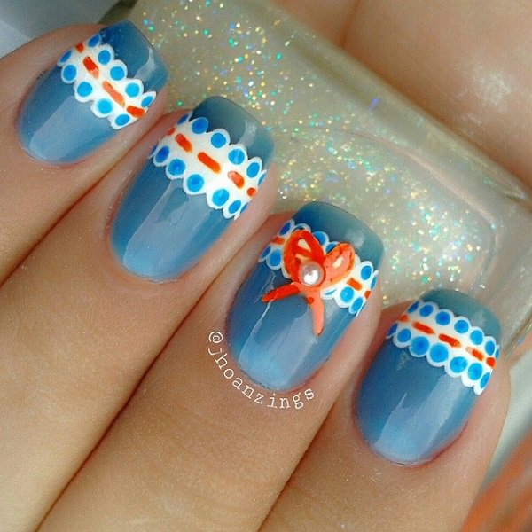 Nice blue lace nail design