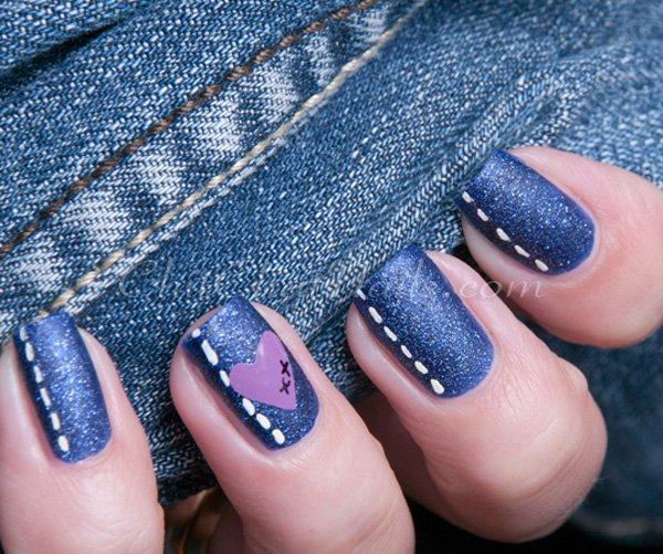 Blue jeans nail design