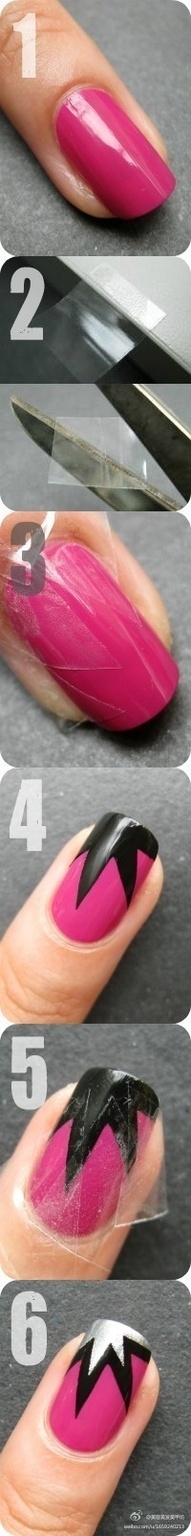 Pink and black nails