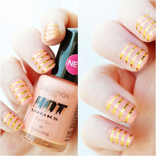 Pink and gold nails