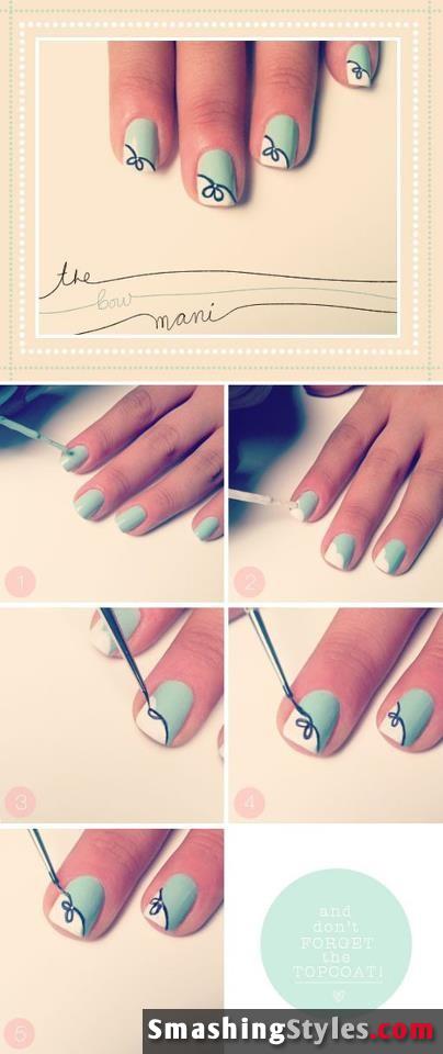 Light green and white nails